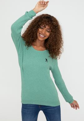 Kadın Mint Melanj Basic Bisiklet Yaka Kazak - 50237088033