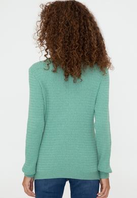 Kadın Mint Melanj Basic Bisiklet Yaka Kazak - 50237088033