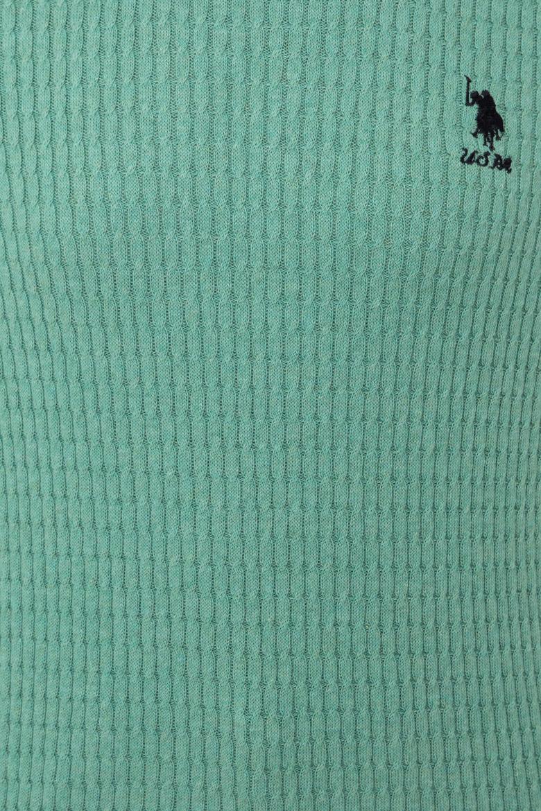 Kadın Mint Melanj Basic Bisiklet Yaka Kazak - 50237088033