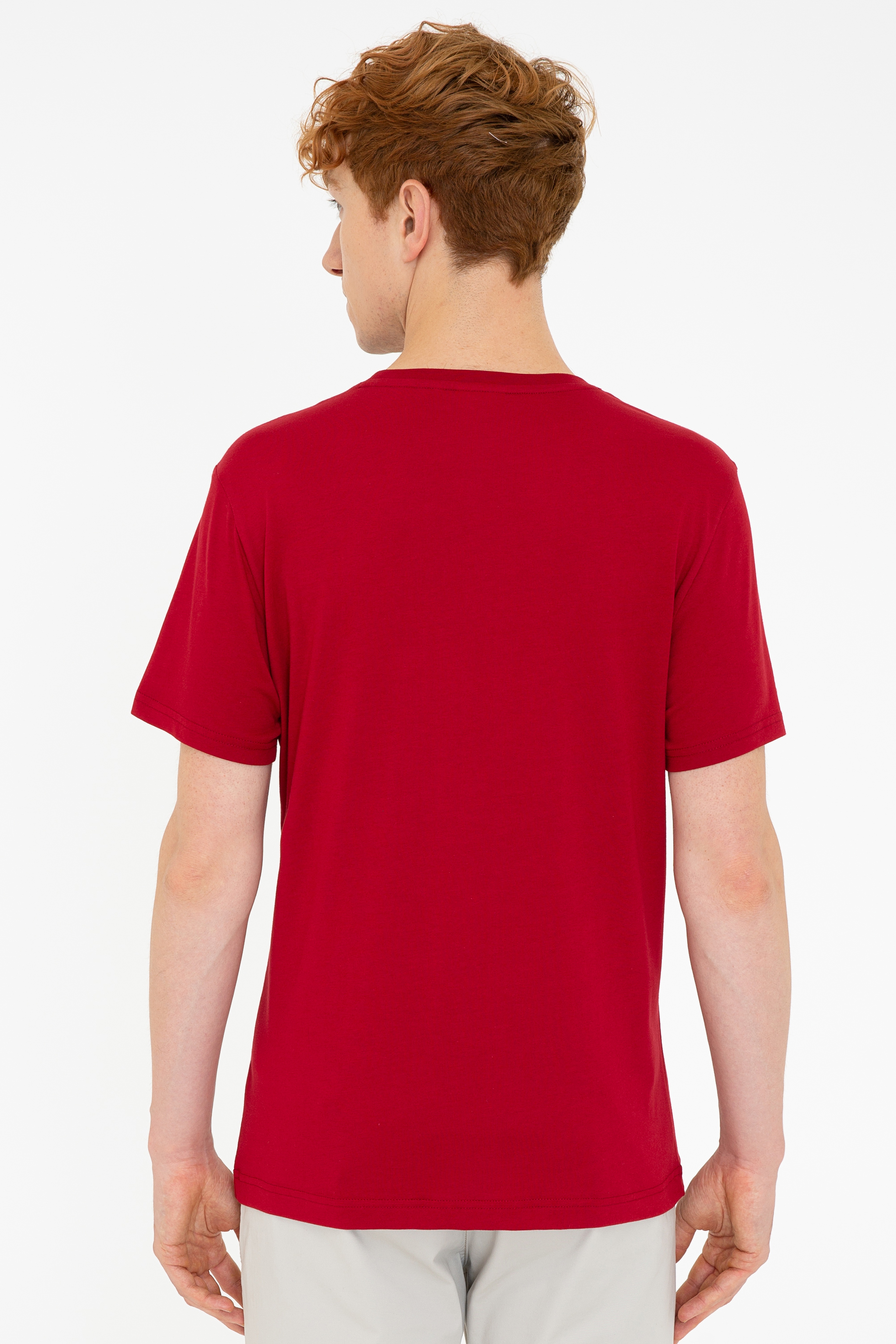 Erkek Bordo Basic Tişört - Image 3