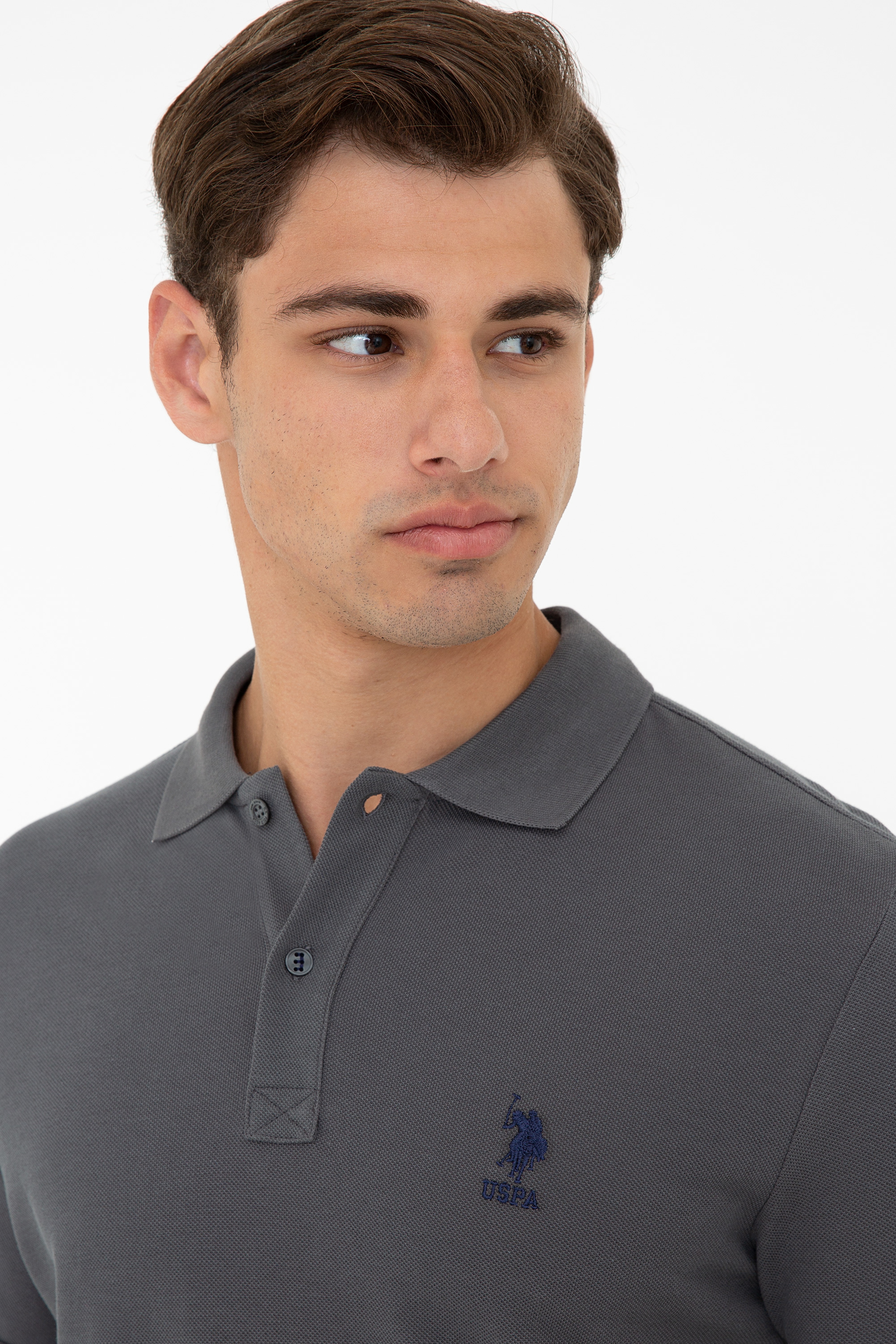 Erkek Polo Yaka Antrasit T-Shirt Basic - Image 2