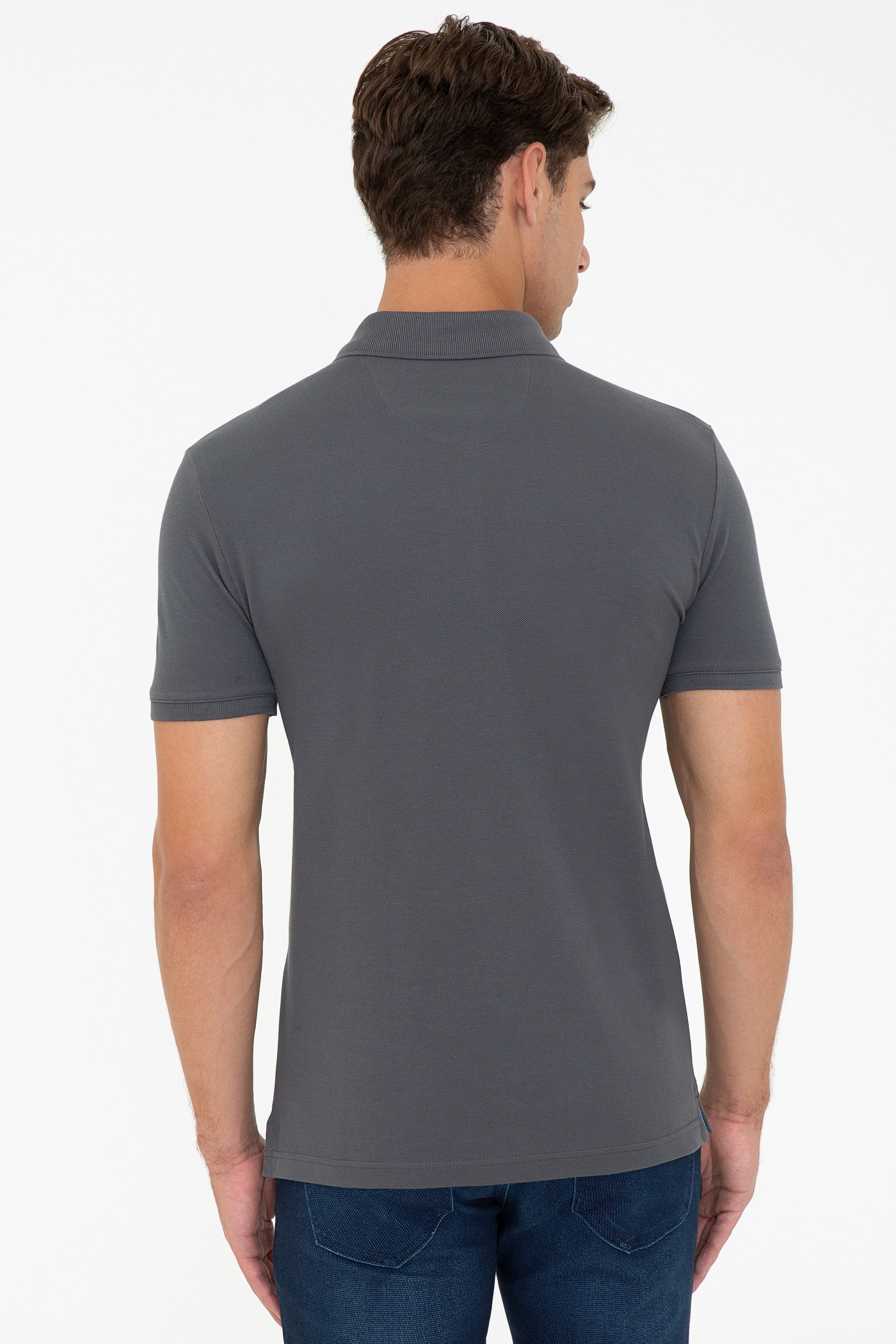 Erkek Polo Yaka Antrasit T-Shirt Basic