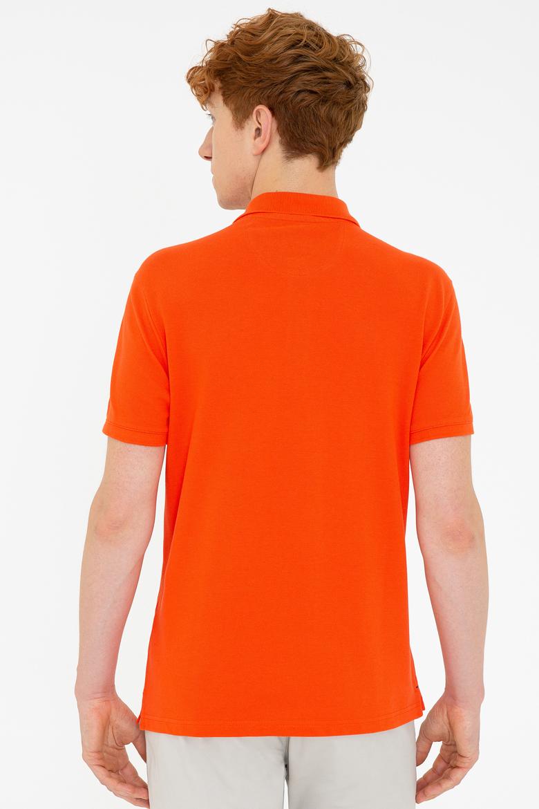 Erkek Koyu Nar Çiçeği Polo Yaka Basic T-Shirt - 50232308292