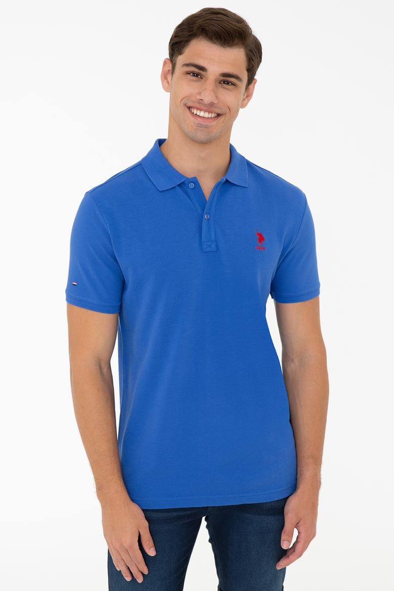 Erkek Saks Polo Yaka T-Shirt Basic