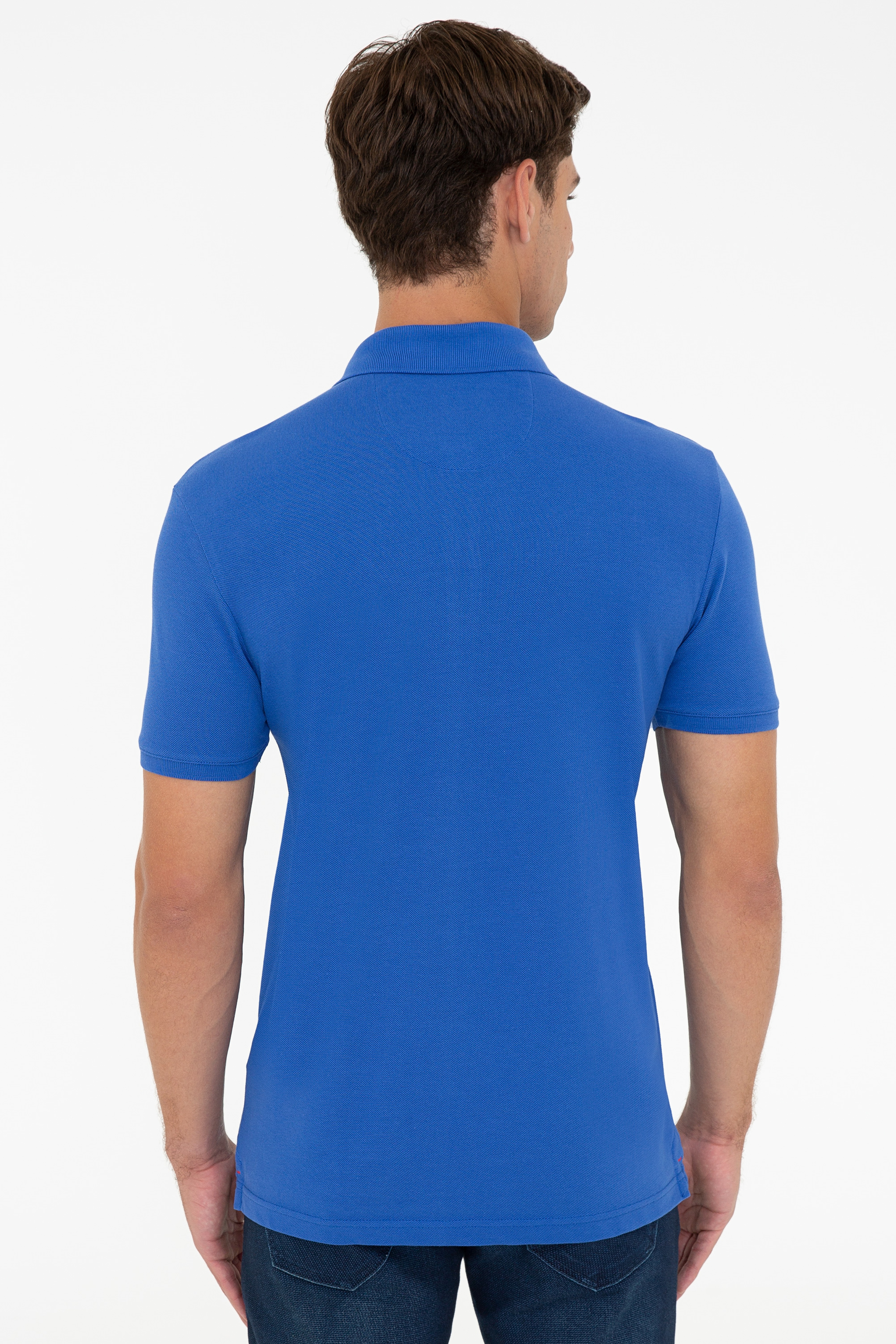 Erkek Saks Polo Yaka T-Shirt Basic - Image 3