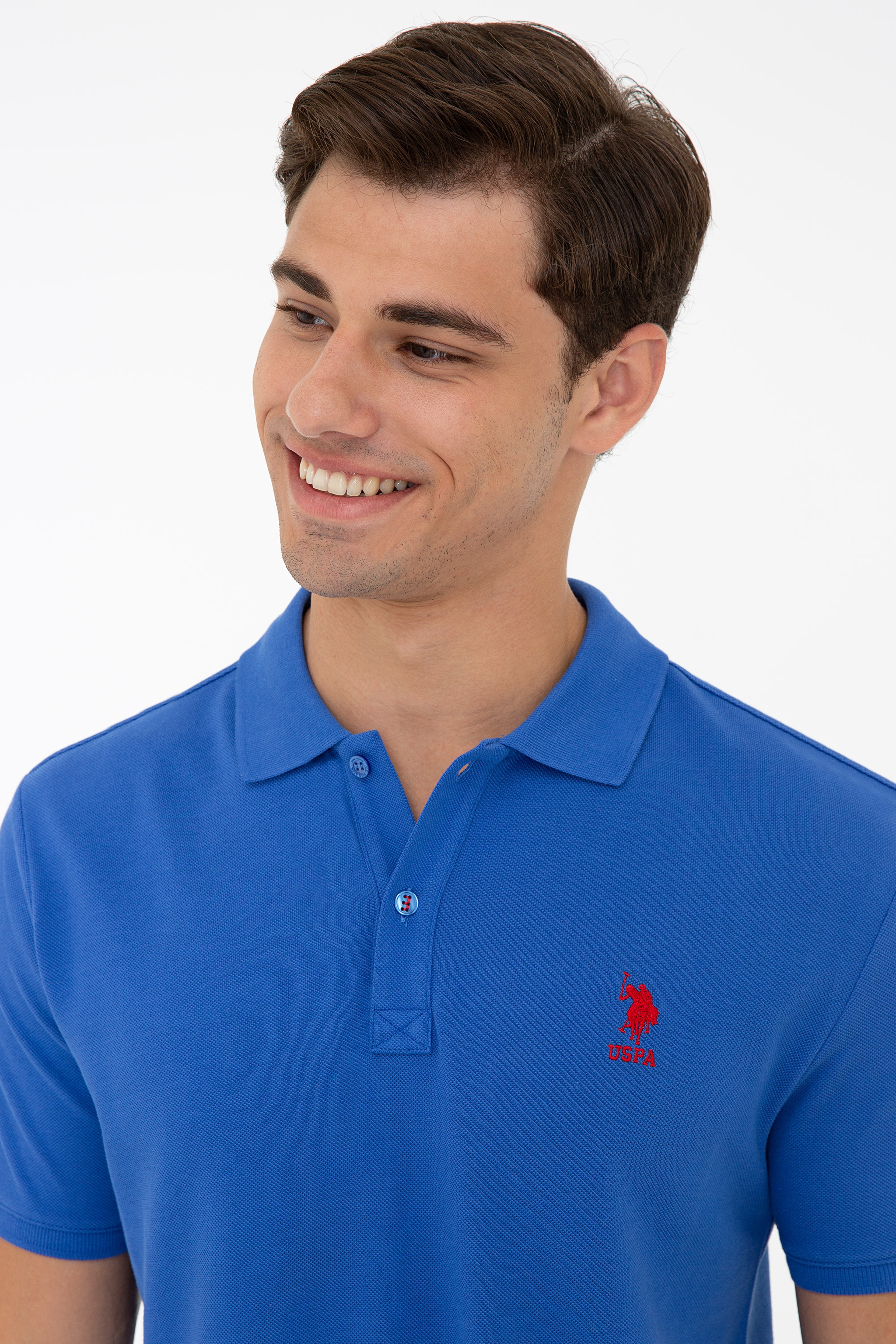 Erkek Saks Polo Yaka T-Shirt Basic - Image 2
