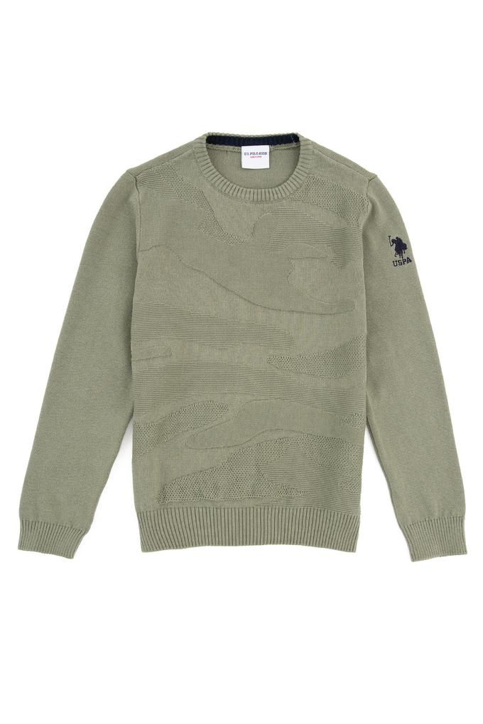 Erkek Çocuk Yeşil Bisiklet Yaka Triko Kazak