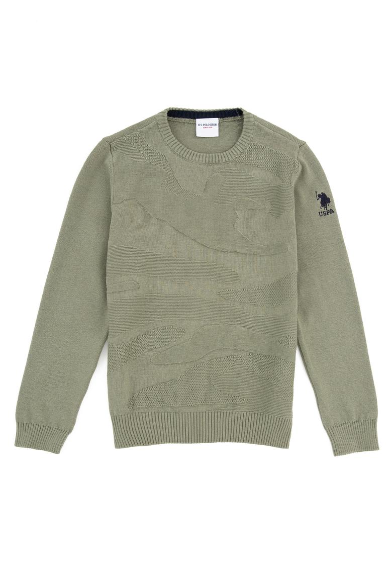 Erkek Çocuk Yeşil Bisiklet Yaka Triko Kazak