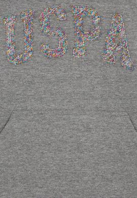 Kız Çocuk Gri Melanj Kapüşonlu Sweatshirt - 50240635037