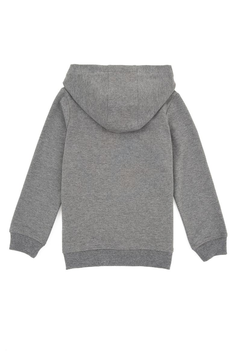Kız Çocuk Gri Melanj Kapüşonlu Sweatshirt - 50240635037