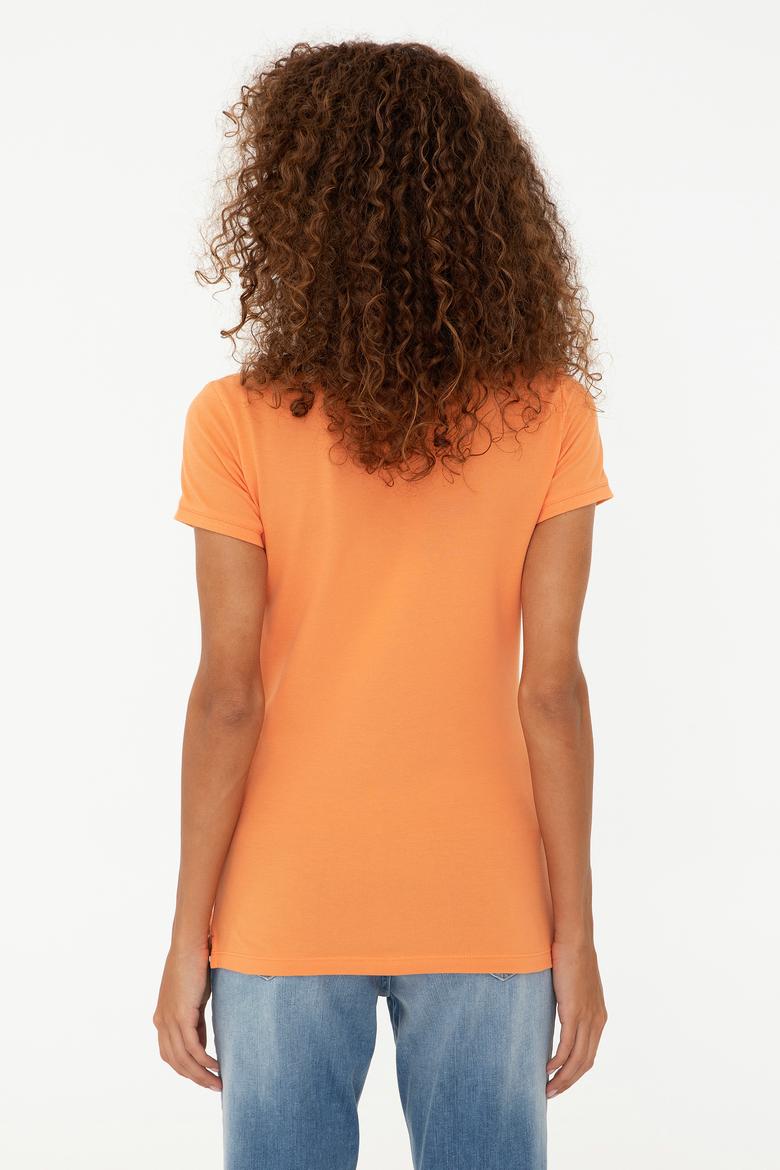 Kadın Turuncu Basic Polo Yaka Tişört - 50234843090