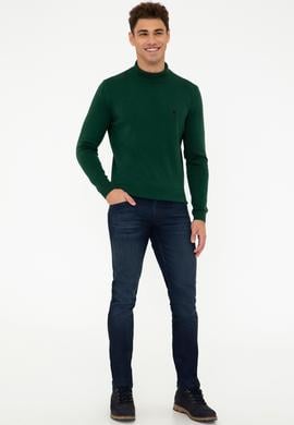 Erkek Yeşil Basic Kazak - 50237006061