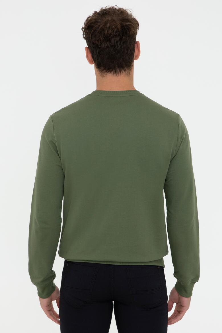Erkek Haki Basic Sweatshirt - 50237233089