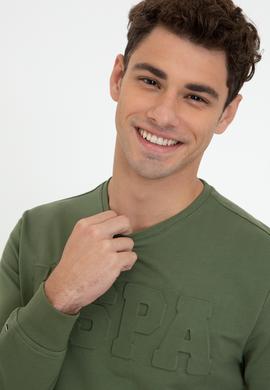 Erkek Haki Basic Sweatshirt - 50237233089