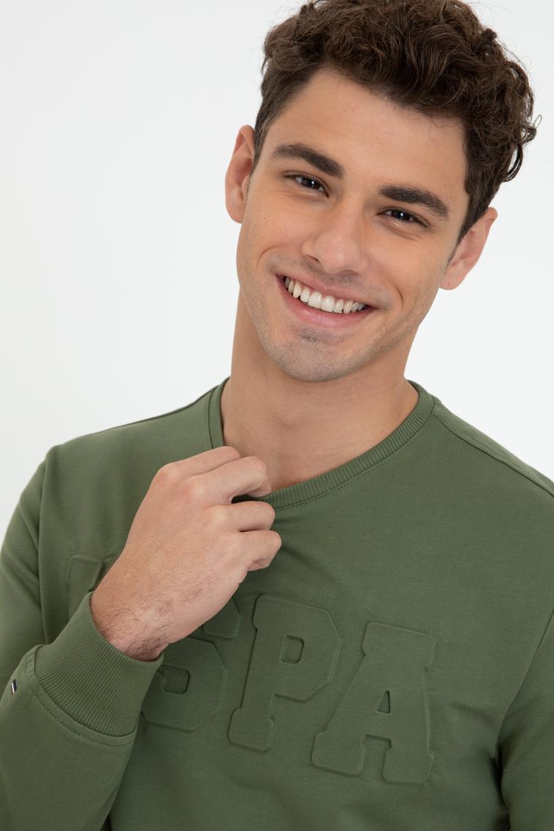 Erkek Haki Basic Sweatshirt - 50237233089