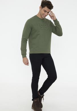 Erkek Haki Basic Sweatshirt - 50237233089
