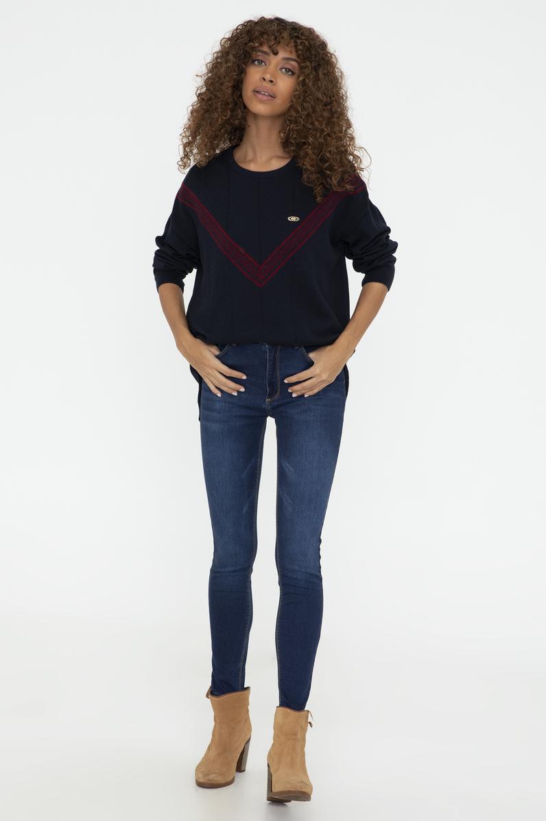 Kadın Koyu Mavi Skinny High Waist Fit Jean Pantolon