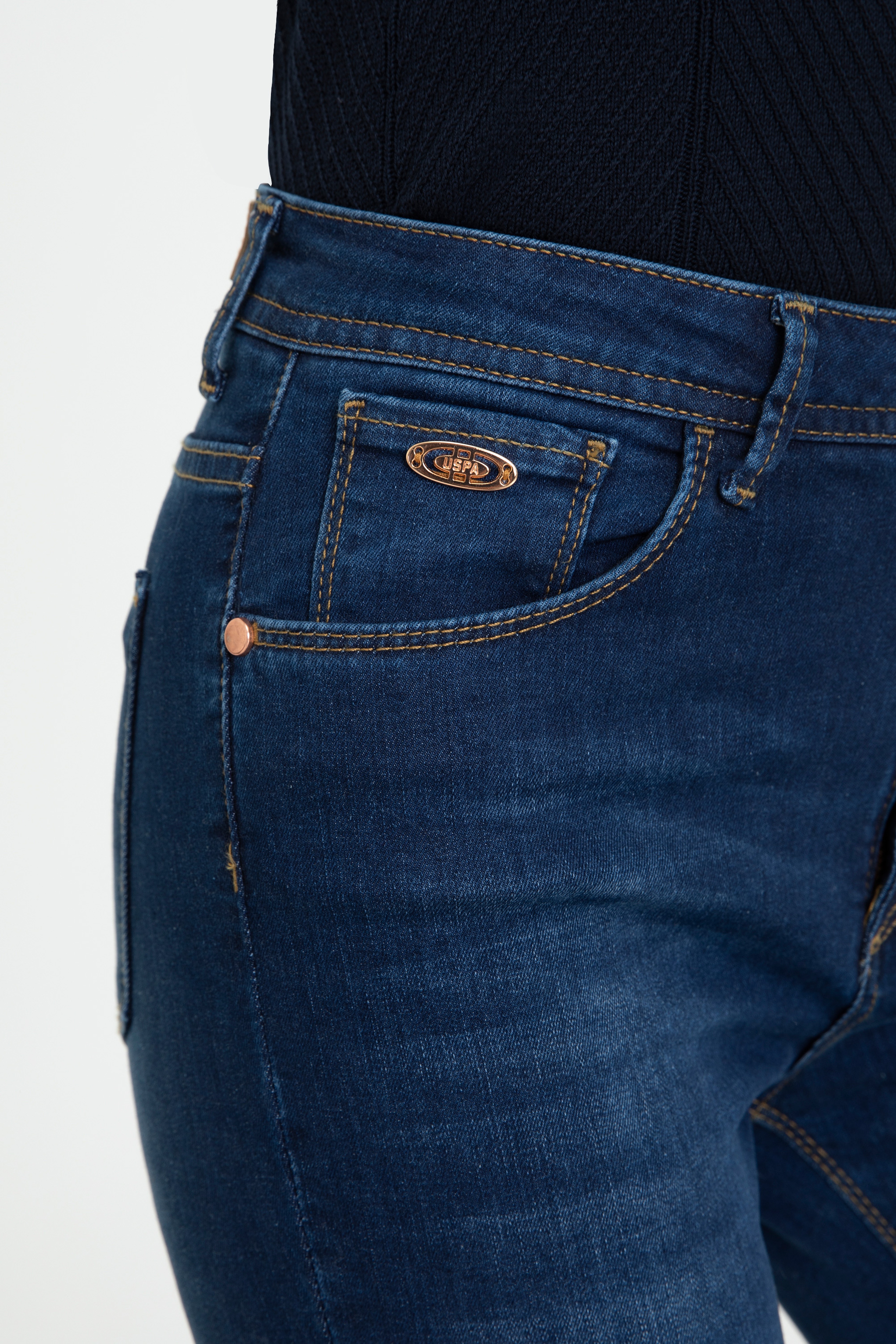 Kadın Koyu Mavi Skinny High Waist Fit Jean Pantolon - Image 5