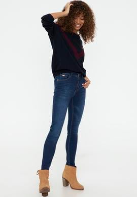 Kadın Koyu Mavi Skinny High Waist Fit Jean Pantolon - 50238176002