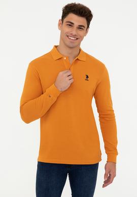 Erkek Polo Yaka Sarı Sweatshirt Basic - 50238250176