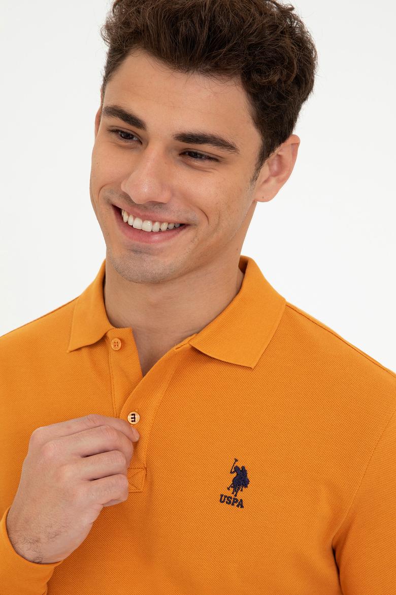 Erkek Polo Yaka Sarı Sweatshirt Basic - 50238250176