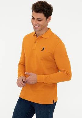 Erkek Polo Yaka Sarı Sweatshirt Basic - 50238250176