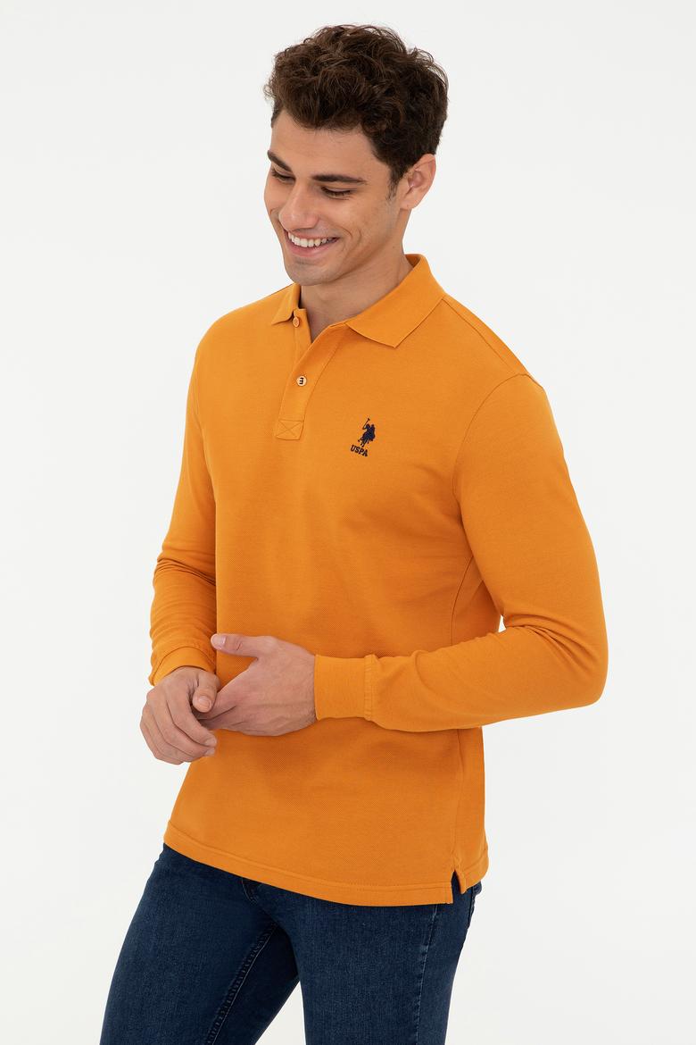 Erkek Polo Yaka Sarı Sweatshirt Basic - 50238250176