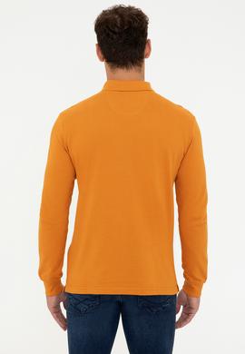 Erkek Polo Yaka Sarı Sweatshirt Basic - 50238250176