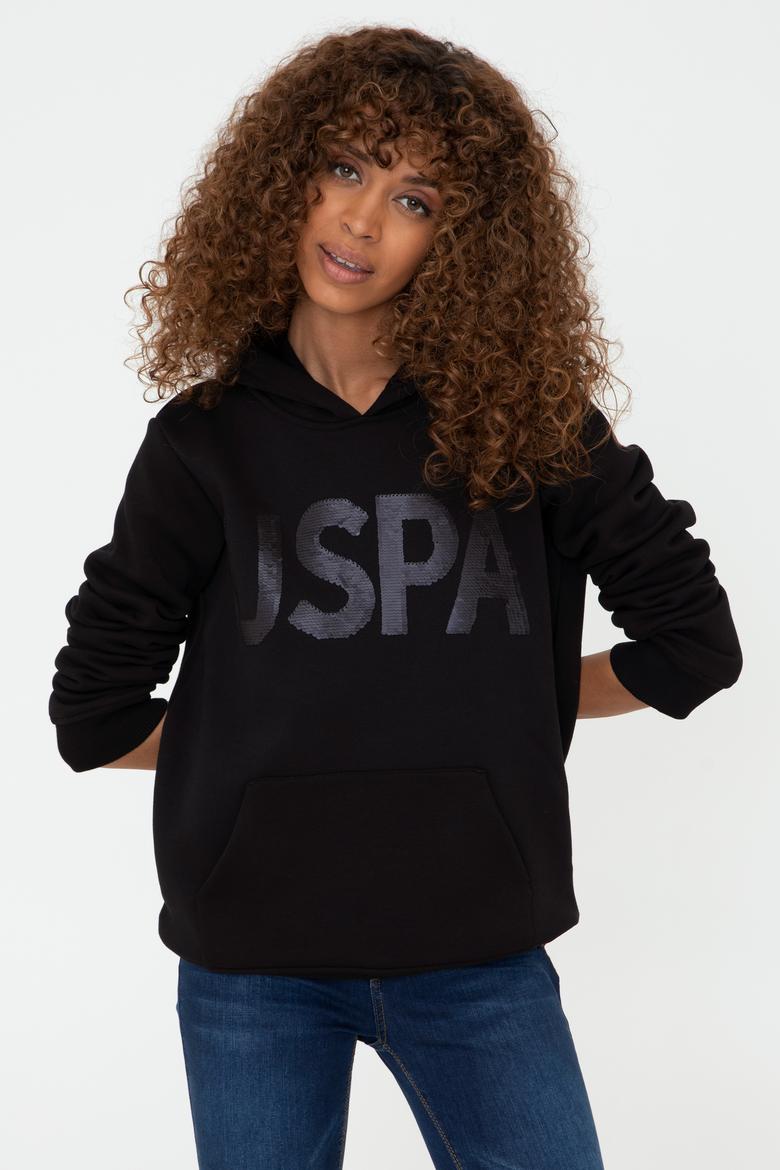 Kadın Siyah Kapüşonlu Basic Sweatshirt
