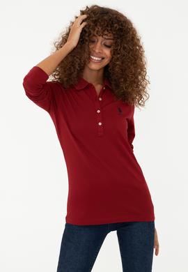Kadın Kırmızı Basic Polo Yaka Sweatshirt - 50240710038