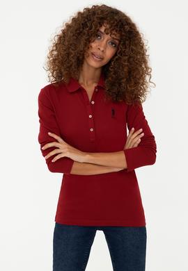 Kadın Kırmızı Basic Polo Yaka Sweatshirt - 50240710038