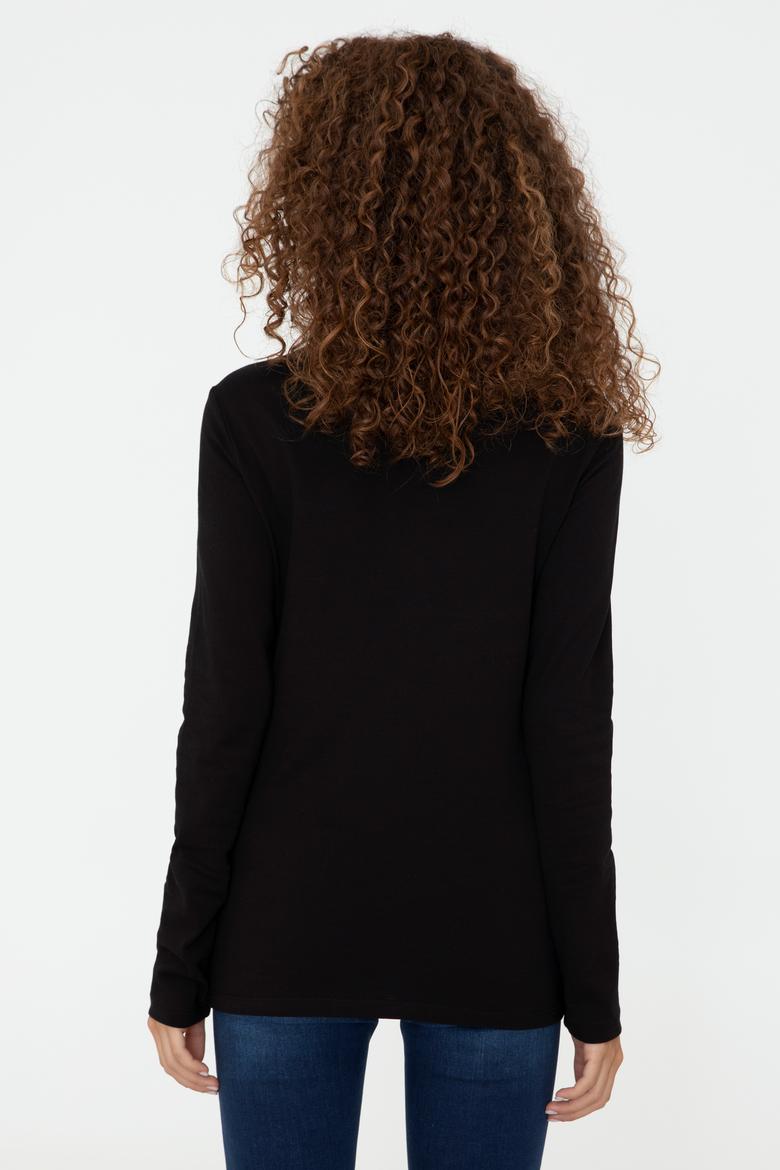 Kadın Siyah Basic Sweatshirt - 50240710070