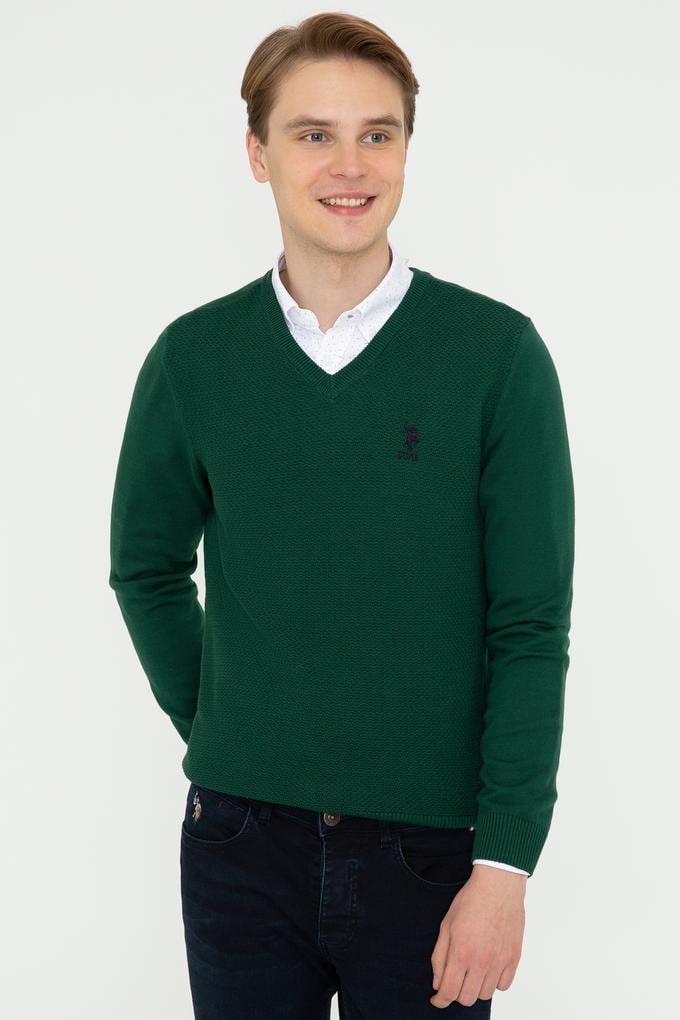 Erkek Yeşil Basic Kazak