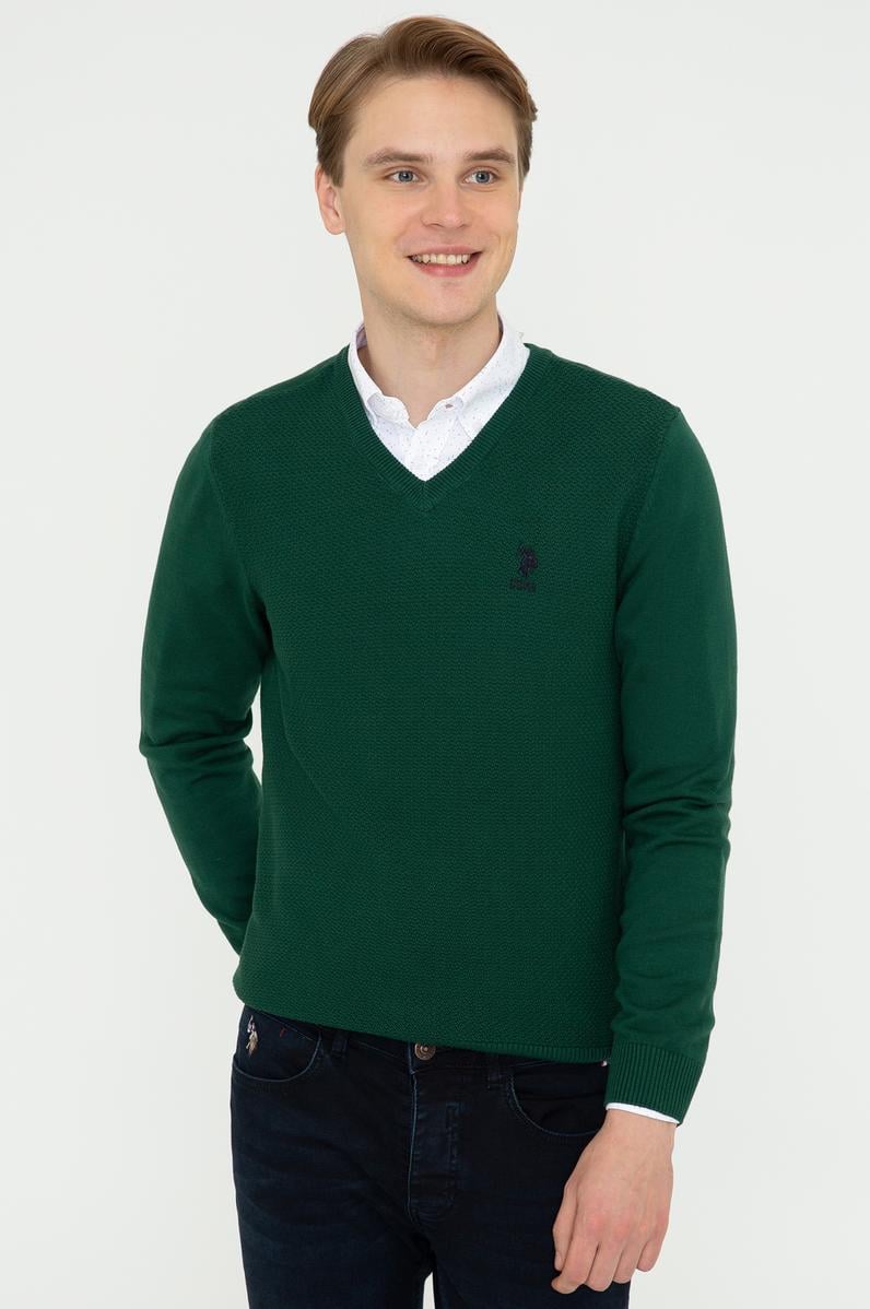 Erkek Yeşil Basic Kazak