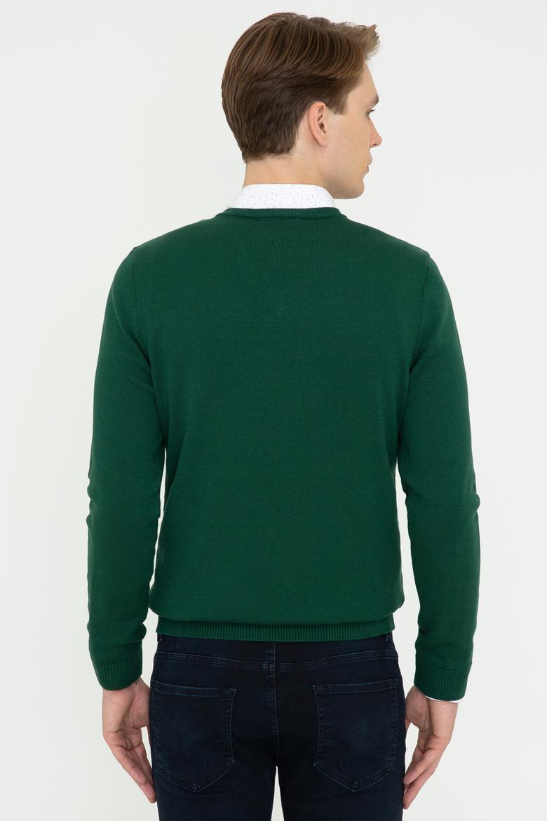 Erkek Yeşil Basic Kazak - 50236962078