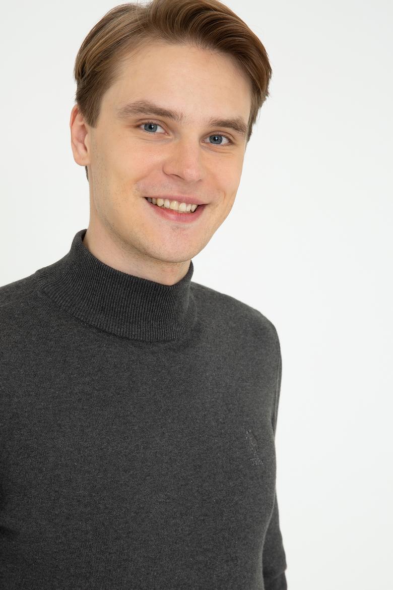 Erkek Antrasit Melanj Basic Kazak - 50237006035