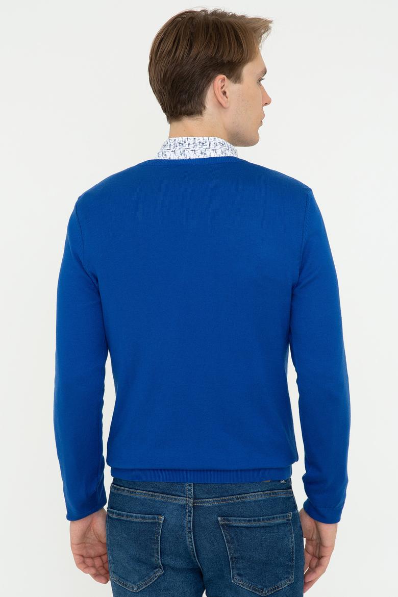 Erkek Saks V - Yaka Triko Kazak Basic - 50237037062