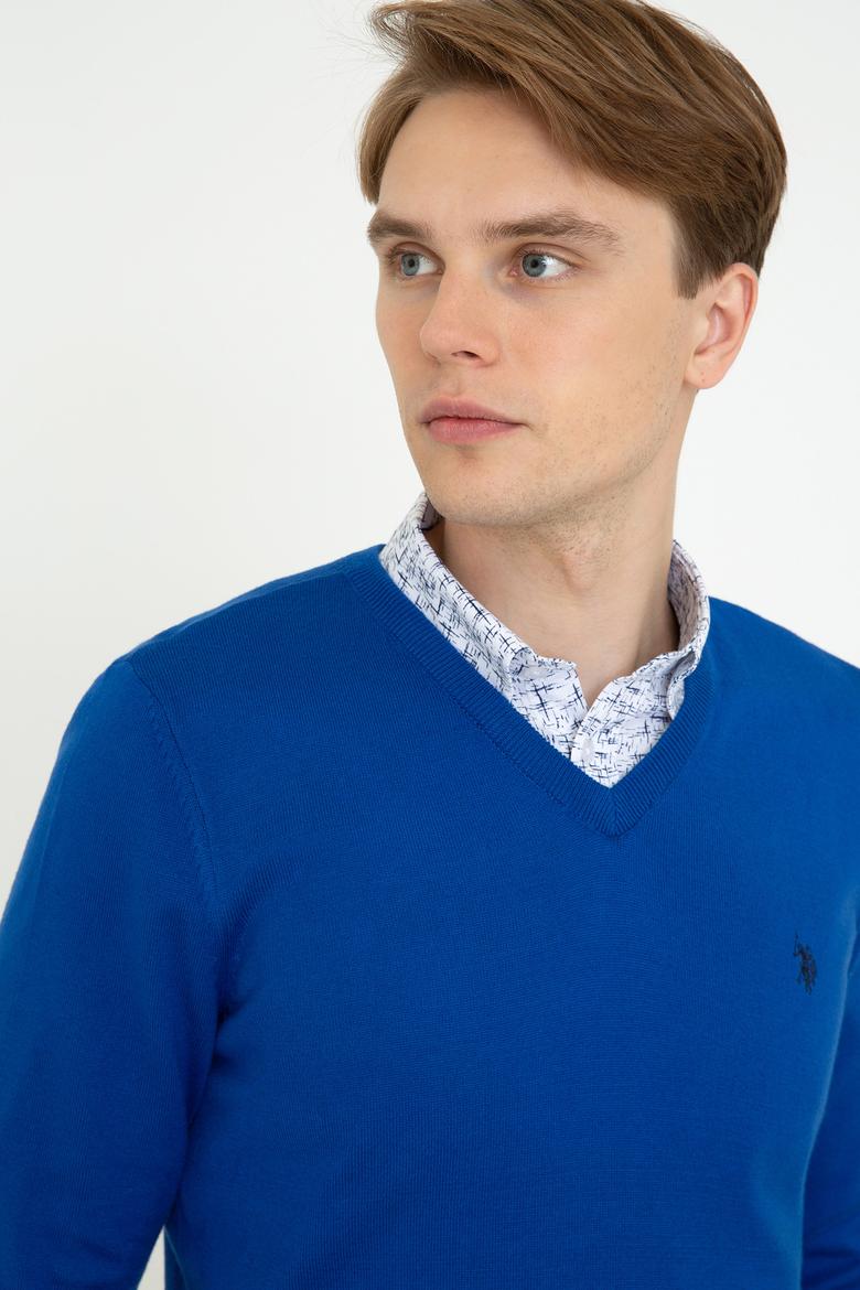 Erkek Saks V - Yaka Triko Kazak Basic - 50237037062