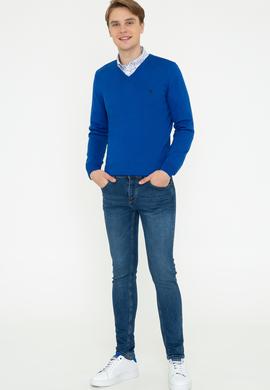 Erkek Saks V - Yaka Triko Kazak Basic - 50237037062