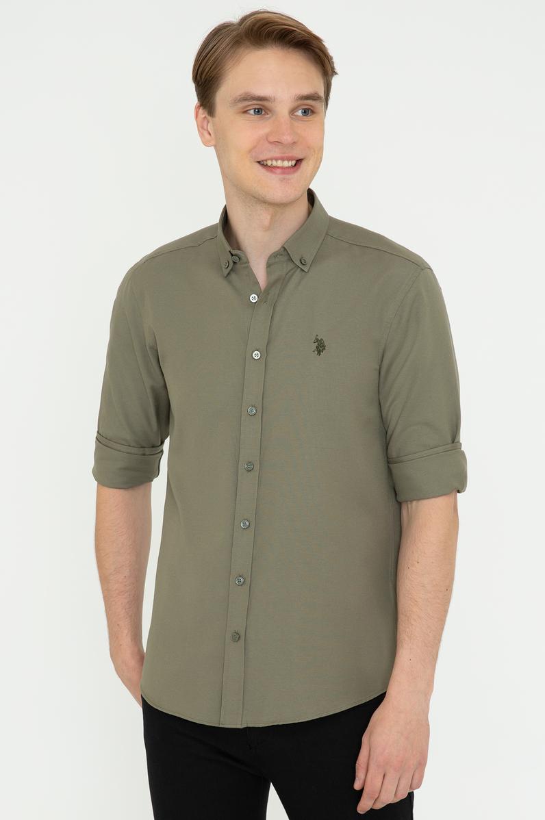 Erkek Haki Gömlek Uzunkol Basic