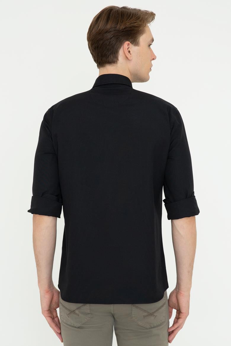 Erkek Siyah Gömlek Uzunkol Basic - 50249786061