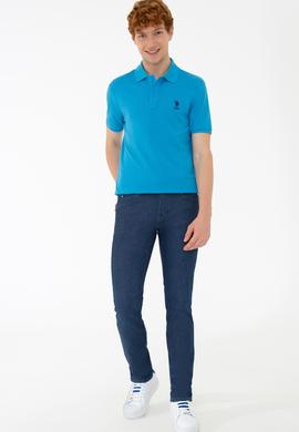 Erkek Kobalt Polo Yaka Basic T-Shirt - 50232308182