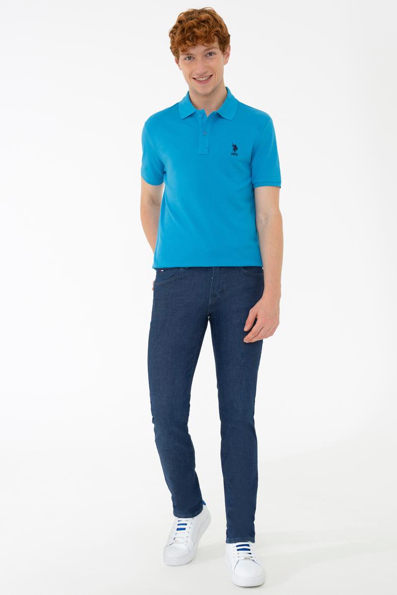 Erkek Kobalt Polo Yaka Basic T-Shirt - 50232308182