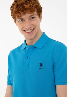 Erkek Kobalt Polo Yaka Basic T-Shirt - 50232308182