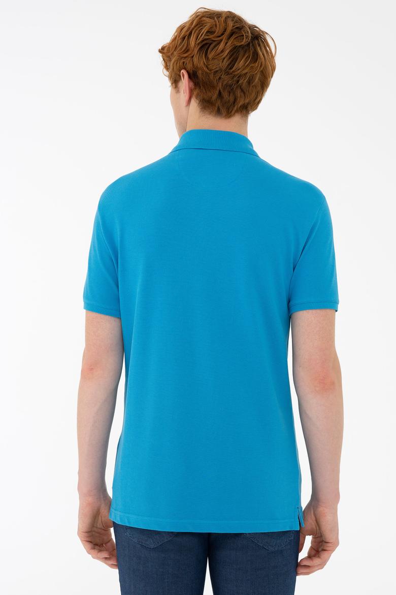 Erkek Kobalt Polo Yaka Basic T-Shirt - 50232308182