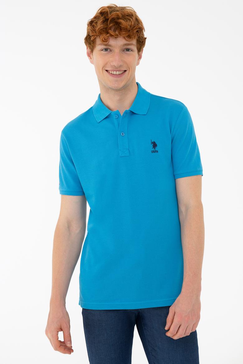 Erkek Kobalt Polo Yaka Basic T-Shirt