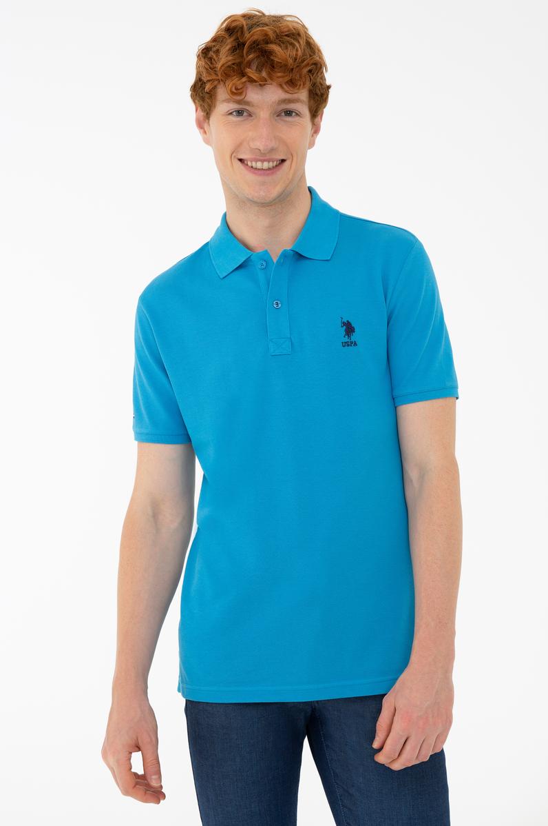 Erkek Kobalt Polo Yaka Basic T-Shirt