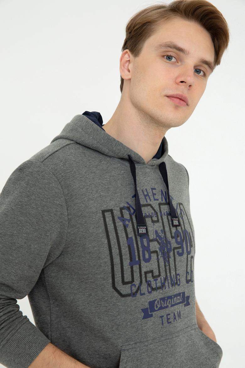 Erkek Antrasit Melanj Kapüşonlu Sweatshirt - 50246299006