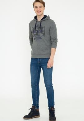 Erkek Antrasit Melanj Kapüşonlu Sweatshirt - 50246299006