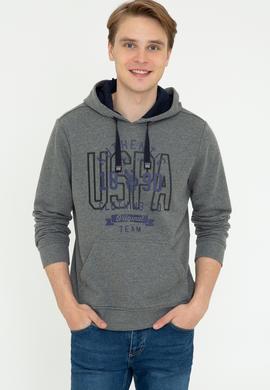 Erkek Antrasit Melanj Kapüşonlu Sweatshirt - 50246299006